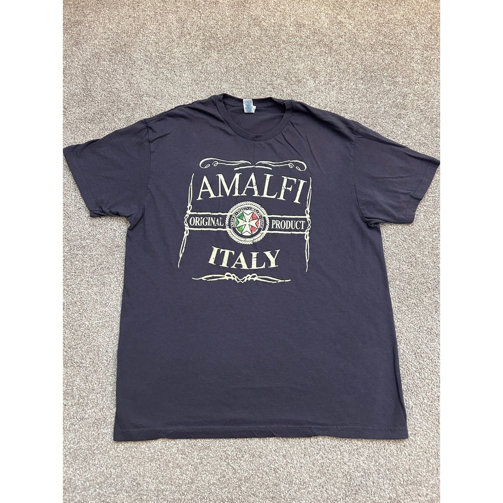 JHK Amalfi Italy Graphic Tee Mens M Gray Excellent Distressed Souvenir Shirt